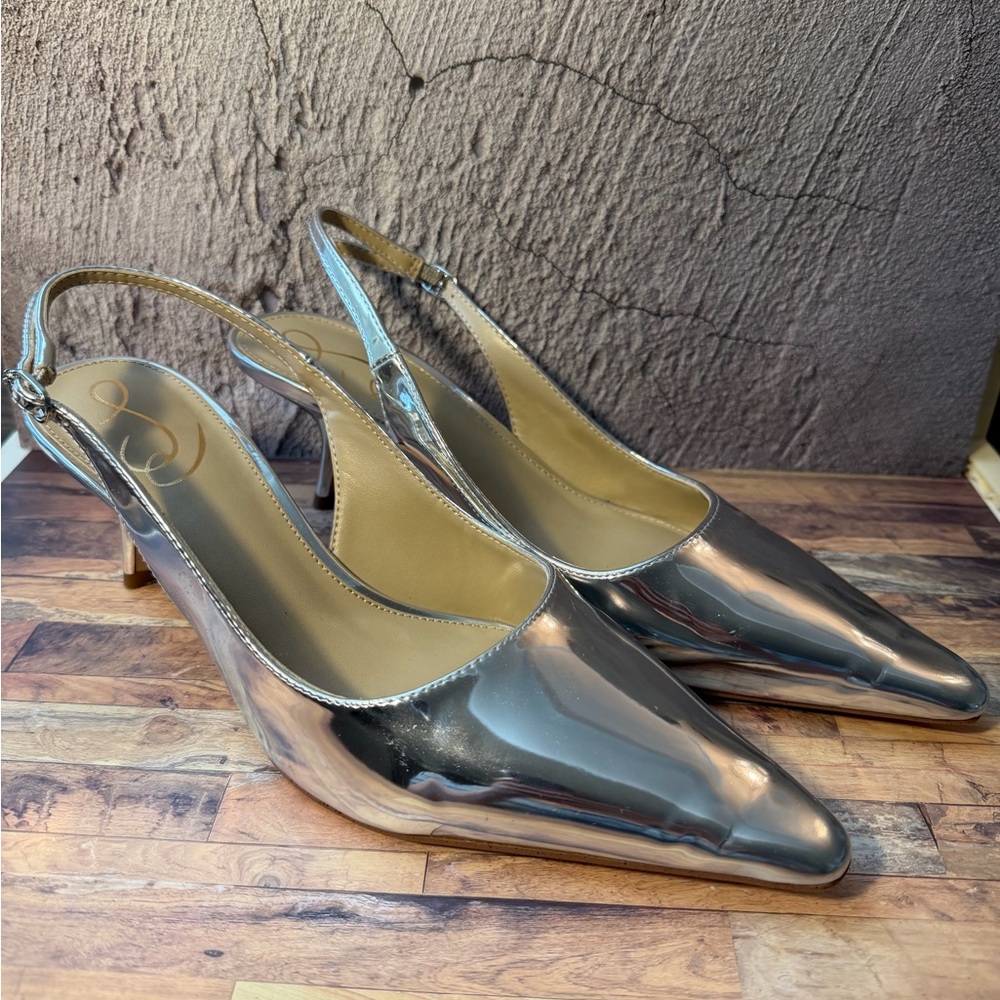 Sam Edelman Bianka Silver Slingback Pump Size 8